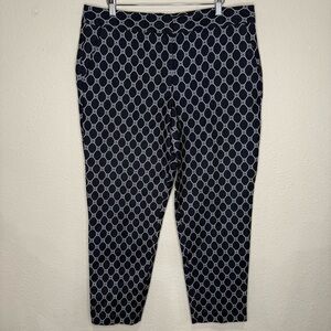 Talbots Signature Ankle Pants Geometric Print Navy/White Career Women’s Size 12